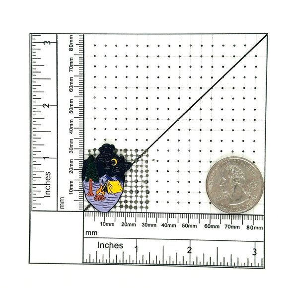 ⭐Anatomical Heart Lapel Pin Camping Tent Fire Enamel Broch With Moon & Tree New - Picture 5 of 5